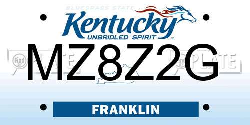 MZ8Z2G Kentucky License Plate
