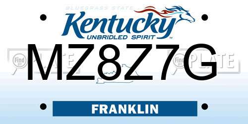 MZ8Z7G Kentucky License Plate
