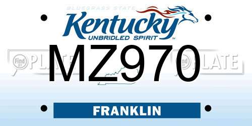 MZ970 Kentucky License Plate