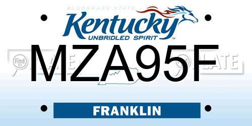 MZA95F Kentucky License Plate