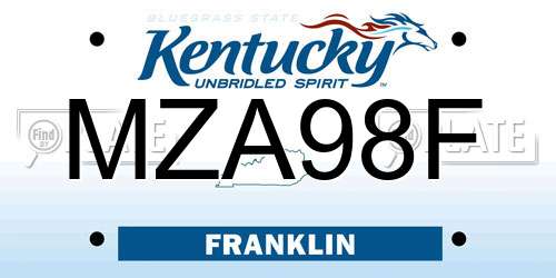 MZA98F Kentucky License Plate