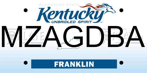 MZAGDBA Kentucky License Plate