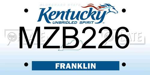 MZB226 Kentucky License Plate