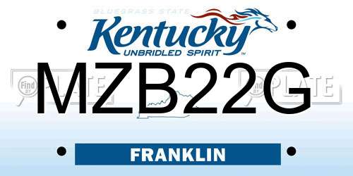 MZB22G Kentucky License Plate