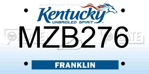 MZB276 Kentucky License Plate