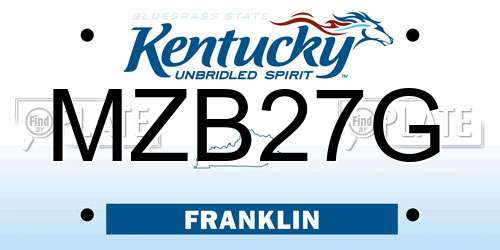 MZB27G Kentucky License Plate