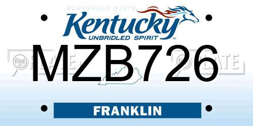 MZB726 Kentucky License Plate