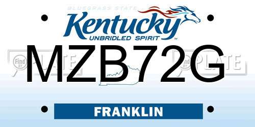 MZB72G Kentucky License Plate