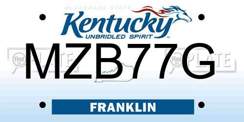 MZB77G Kentucky License Plate