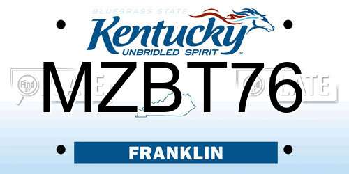 MZBT76 Kentucky License Plate