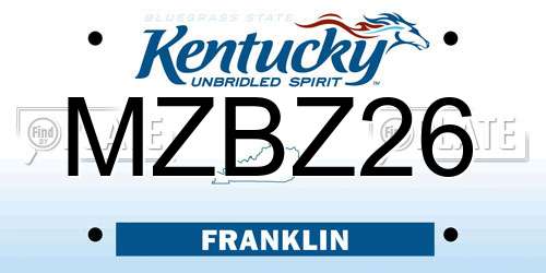MZBZ26 Kentucky License Plate