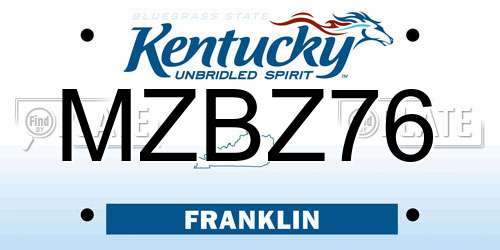 MZBZ76 Kentucky License Plate