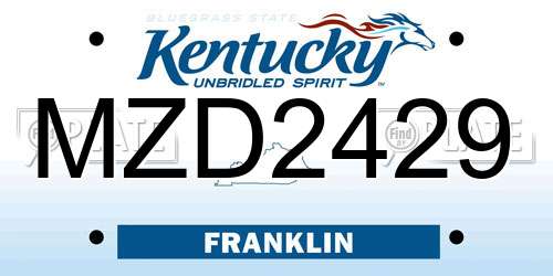 MZD2429 Kentucky License Plate