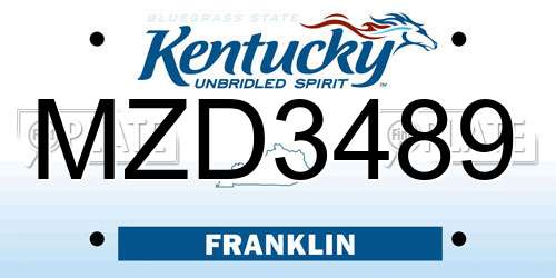 MZD3489 Kentucky License Plate