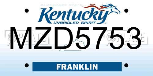 MZD5753 Kentucky License Plate