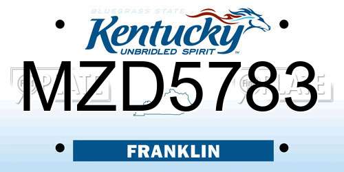 MZD5783 Kentucky License Plate