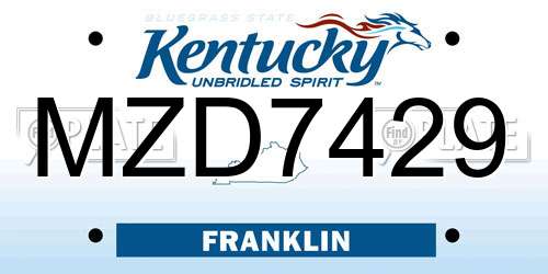 MZD7429 Kentucky License Plate