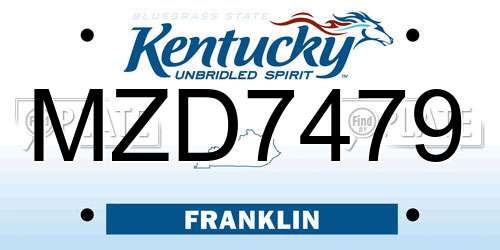 MZD7479 Kentucky License Plate