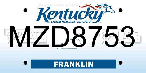 MZD8753 Kentucky License Plate