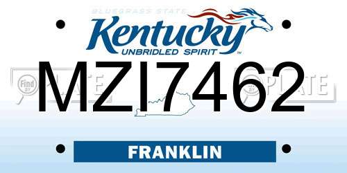 MZI7462 Kentucky License Plate