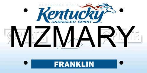 MZMARY Kentucky License Plate