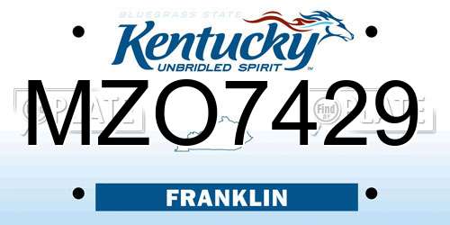 MZO7429 Kentucky License Plate