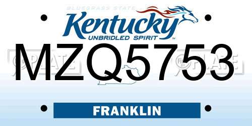 MZQ5753 Kentucky License Plate
