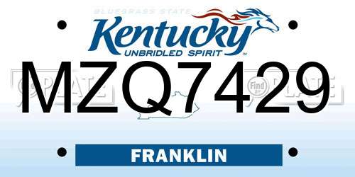 MZQ7429 Kentucky License Plate