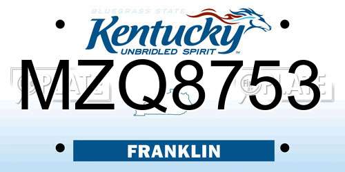 MZQ8753 Kentucky License Plate