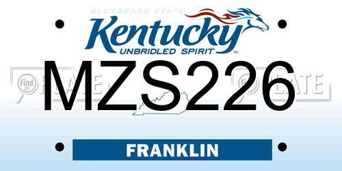 MZS226 Kentucky License Plate