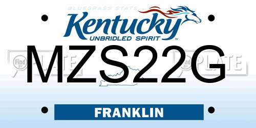 MZS22G Kentucky License Plate
