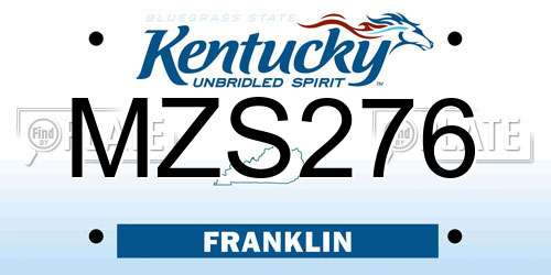 MZS276 Kentucky License Plate