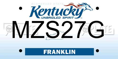 MZS27G Kentucky License Plate