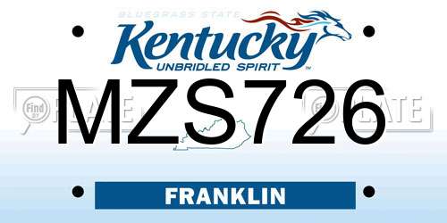MZS726 Kentucky License Plate