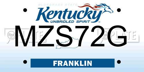 MZS72G Kentucky License Plate