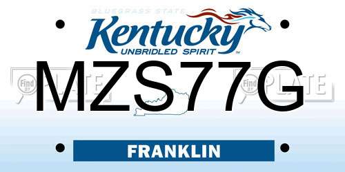 MZS77G Kentucky License Plate