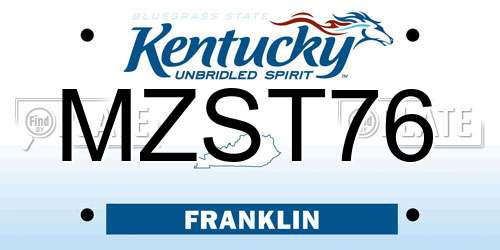 MZST76 Kentucky License Plate