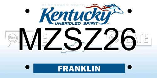 MZSZ26 Kentucky License Plate