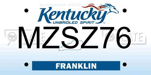 MZSZ76 Kentucky License Plate