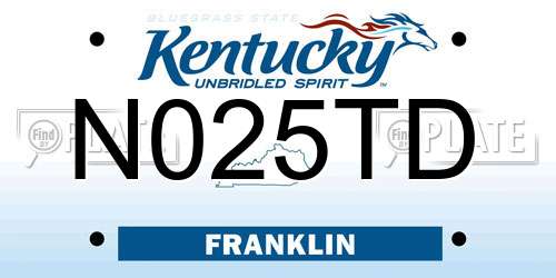 N025TD Kentucky License Plate