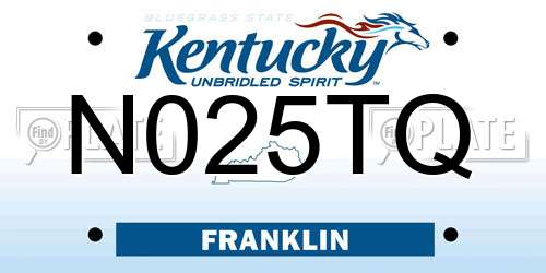 N025TQ Kentucky License Plate