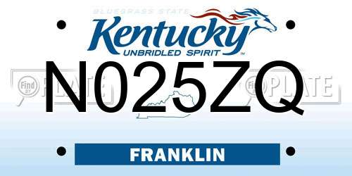 N025ZQ Kentucky License Plate