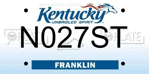 N027ST Kentucky License Plate