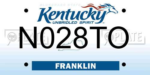 N028TO Kentucky License Plate