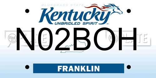N02BOH Kentucky License Plate