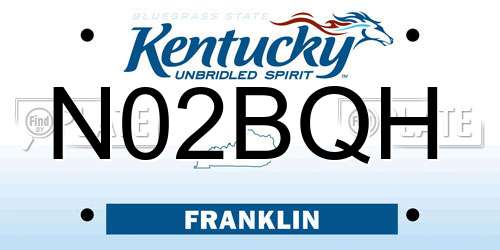 N02BQH Kentucky License Plate
