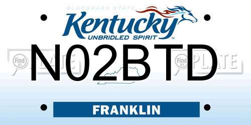 N02BTD Kentucky License Plate