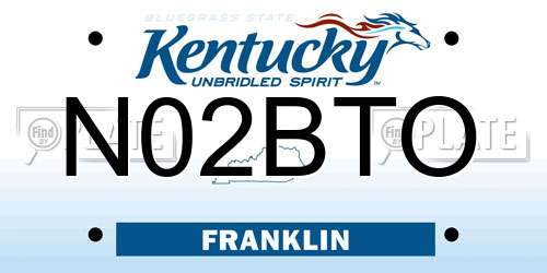 N02BTO Kentucky License Plate