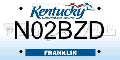 N02BZD Kentucky License Plate