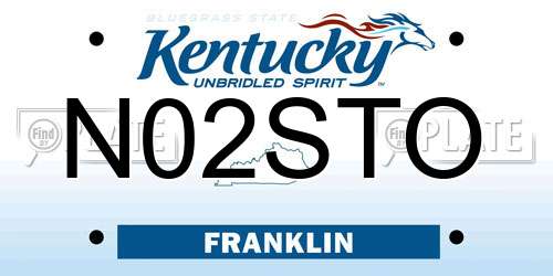 N02STO Kentucky License Plate